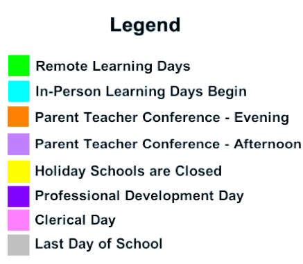 District School Academic Calendar Legend for P.S.  21 Edward Hart School