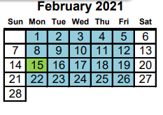 District School Academic Calendar for Project Ready At Navasota Carver L for February 2021