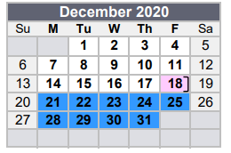 District School Academic Calendar for Fort Bend Co Alter for December 2020