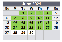 District School Academic Calendar for Fort Bend Co Alter for June 2021