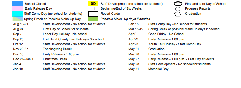 District School Academic Calendar Key for Needville El