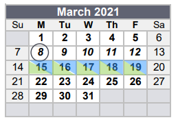 District School Academic Calendar for Fort Bend Co Alter for March 2021