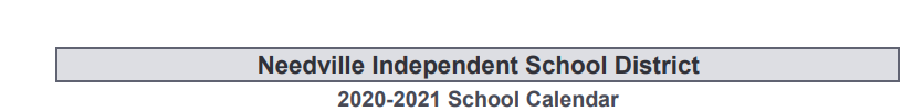 District School Academic Calendar for Needville Middle