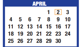 District School Academic Calendar for Memorial Pri for April 2021