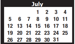 District School Academic Calendar for Lamar Elementary for July 2020