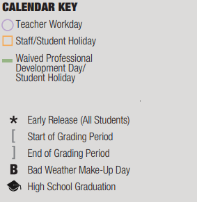 District School Academic Calendar Legend for Oakrun School