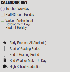 District School Academic Calendar Legend for Memorial Intermediate