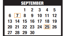 District School Academic Calendar for Memorial Elementary for September 2020