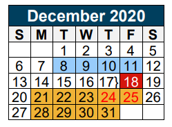 District School Academic Calendar for Sorters Mill Elementary School for December 2020