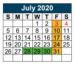 District School Academic Calendar for Bens Branch Elementary for July 2020