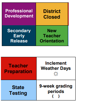 District School Academic Calendar Legend for Keefer Crossing Middle School