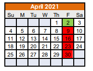 District School Academic Calendar for Nocona High School for April 2021