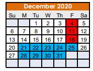 District School Academic Calendar for Nocona Middle for December 2020