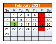 District School Academic Calendar for Nocona Middle for February 2021