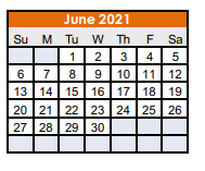 District School Academic Calendar for Nocona Elementary for June 2021