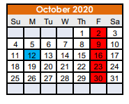 District School Academic Calendar for Nocona Middle for October 2020