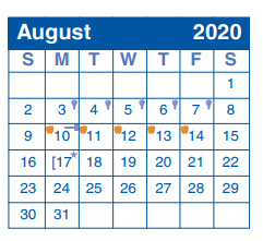 District School Academic Calendar for Windcrest Elementary School for August 2020