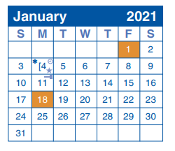 District School Academic Calendar for Children's Intervention for January 2021