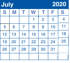 District School Academic Calendar for Bulverde Creek for July 2020