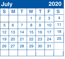 District School Academic Calendar for Windcrest Elementary School for July 2020