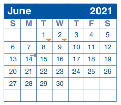 District School Academic Calendar for Stahl Elementary School for June 2021