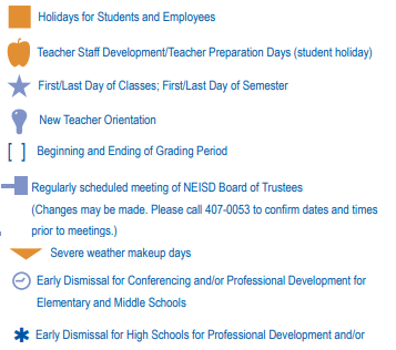 District School Academic Calendar Legend for Windcrest Elementary School