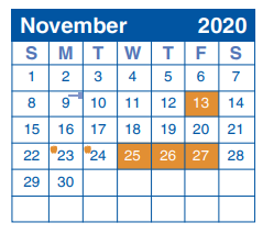 District School Academic Calendar for Bush Middle for November 2020