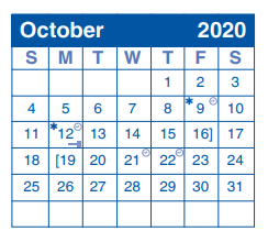 District School Academic Calendar for Oak Meadow Elementary School for October 2020