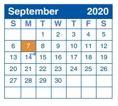 District School Academic Calendar for Adolescent Intervention Ctr for September 2020