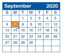 District School Academic Calendar for Bernard Harris Middle for September 2020