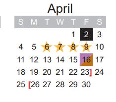 District School Academic Calendar for Aaron Parker El for April 2021