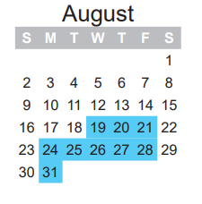 District School Academic Calendar for Bailey Int for August 2020