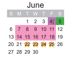 District School Academic Calendar for Frank Stone Middle for June 2021