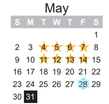 District School Academic Calendar for Frank Stone Middle for May 2021