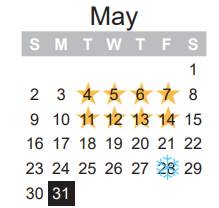 District School Academic Calendar for Bailey Int for May 2021