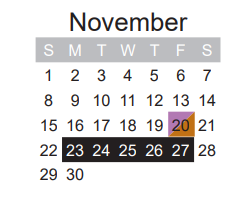 District School Academic Calendar for Bailey Int for November 2020