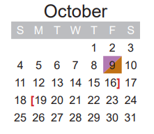 District School Academic Calendar for Aaron Parker El for October 2020