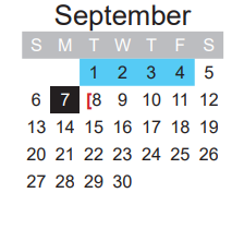 District School Academic Calendar for North Lamar H S for September 2020