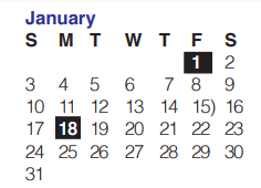 District School Academic Calendar for Helotes Elementary School for January 2021