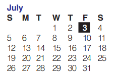 District School Academic Calendar for Hobby Middle School for July 2020