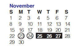 District School Academic Calendar for Lackland City Elementary School for November 2020