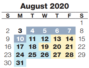 District School Academic Calendar for Harrison Elementary School for August 2020