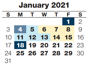 District School Academic Calendar for Early Childhood At Blumfield for January 2021