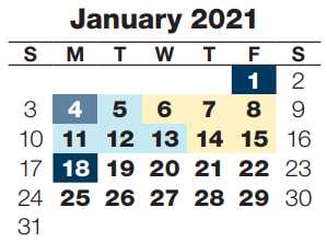 District School Academic Calendar for Parrish Program for January 2021
