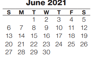 District School Academic Calendar for Kennedy Elementary School for June 2021