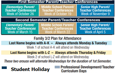 District School Academic Calendar Legend for Parrish Program