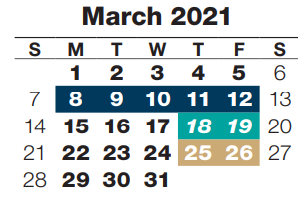 District School Academic Calendar for King Elementary School for March 2021