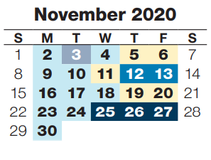 District School Academic Calendar for Morton Middle School for November 2020