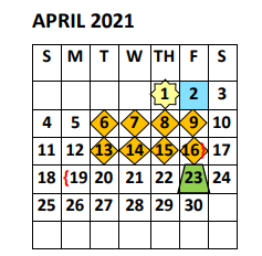 District School Academic Calendar for Doedyns Elementary for April 2021