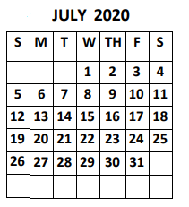 District School Academic Calendar for Sorensen Elementary for July 2020